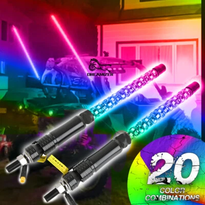 2x Antena de luz espiral LED RGB de 1 pie para Arctic Cat Wildcat 1000 Trail 700 Foto 1 de 4