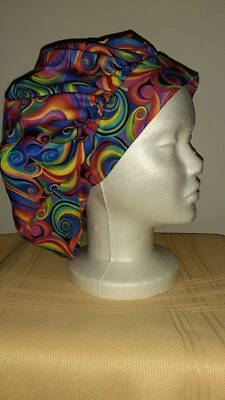 Psychedelic's All Over Medical Surgical Bouffant Scrub Hat SIZE Large - Image 1 of 2
