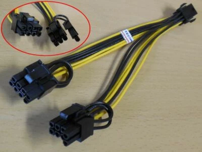 PCIe Y Kabel Adapter Grafikkarte Stromkabel 6-pin 2x 6+2 8 pin ca. 20cm* pz865 - Bild 1 von 2
