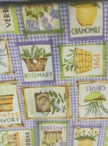 Large Handmade Fleece Tie Throw Sofa, Couch, Chair Blanket with Herbs 73" x 52" - Picture 1 of 8