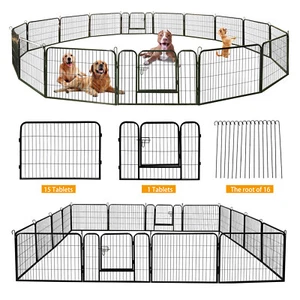 Pluma protectora de ejercicio para mascotas de metal de alta resistencia para perros doble puerta barrera plegable - Imagen 1 de 51