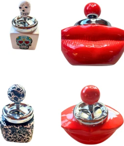 Ceramic Ashtray Spinny Push Down No Odour Ashtrays PICK YOURS LIPS SKULL RETRO - Picture 1 of 11