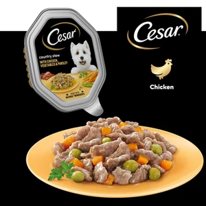 28x CESAR Country Stew Chicken & Veg in Gravy | Adult Wet Dog Food Tray 150g - Picture 1 of 9