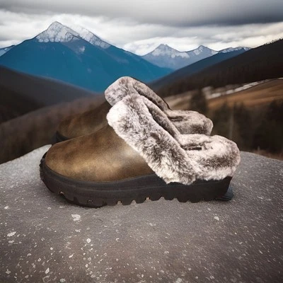 NOVO Skechers Shindigs Fortress tamanco robusto camurça marrom sapatos de pele sintética tamanho 6.5 - Imagem 1 de 4