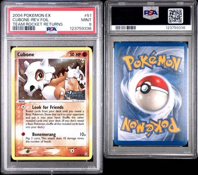 2004 Pokémon EX Team Rocket Returns 51 Cubone Reverse PSA 9 - Image 1 of 3