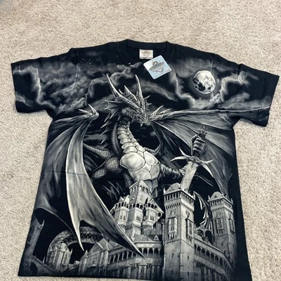 Camiseta Rock Eagle Para Hombre Gráfico Completo Doble Cara Dragón Camisa - Nueva - Grande Foto 1 de 4