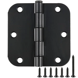 30 Pack Rounded Matte Black Door Hinges 3.5 Inch 5/8" Radius Interior 3 1/2" ... - Picture 1 of 9