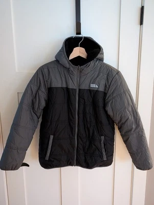 Chaqueta con Capucha Reversible Eddie Bauer Negra Niños Grande 14/16 Vellón Sherpa Gris  Foto 1 de 4