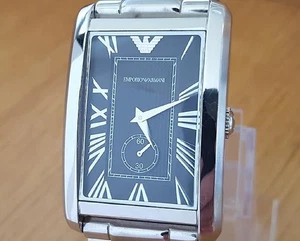 Reloj analógico para hombre XL Art-Deco estilo tanque Emporio Armani AR-1608 cara negra caballero - Imagen 1 de 7