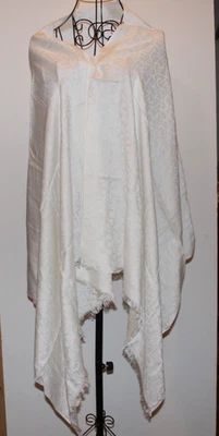 White Calvin Klein Scarf Pashmina Viscose Wrap Fringed 28 x 70 - Image 1 of 4