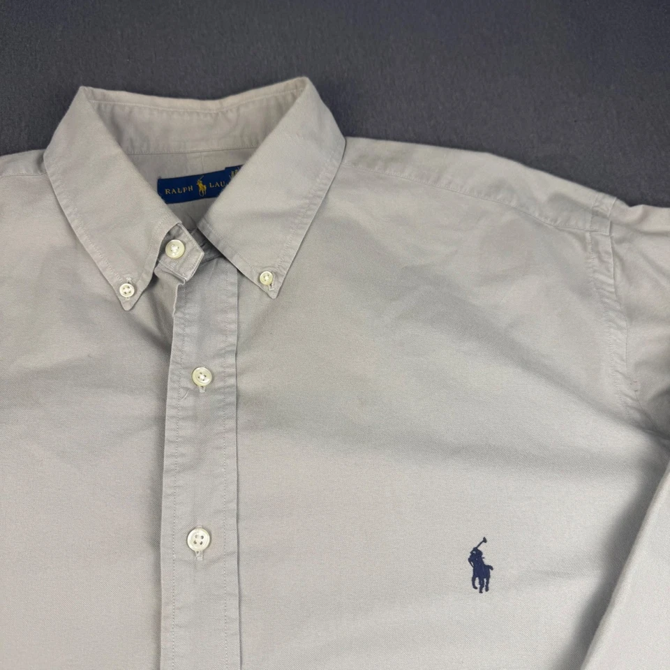 Camisa Ralph Lauren Masculina Extra Grande Manga Longa Ajuste Clássico Casual Cáqui - Imagem 1 de 4