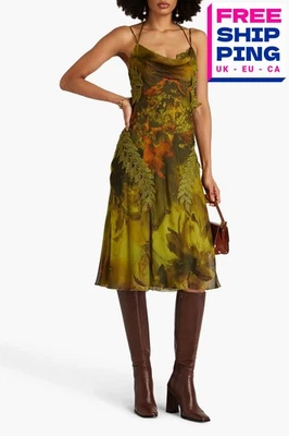 PVP €1655 ALBERTA FERRETTI Seda Gasa Vestido sin Mangas IT42 US6 UK10 M Capucha Cuello Foto 1 de 4