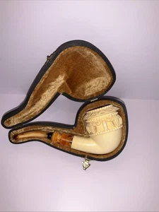 Amazing Carver Smoked Meerschaum Ornate Lattice Floral Bowl Rare - Picture 1 of 9