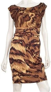 DVF Diane Von Furstenberg JAMILA Vestido Palacio Tigre Neutral 8 US $385 - Imagen 1 de 12