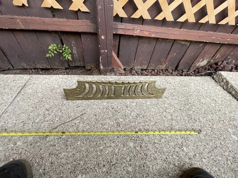 ANTIQUE CAST IRON FIREPLACE Bumper Ornate VENT DOOR Part Wall Decor 21 1/4” X 5” Cover