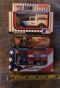 Lot Of 2 MLB Philadelphia Phillies Matchbox Trucks White Rose Collectibles - Picture 1 of 5