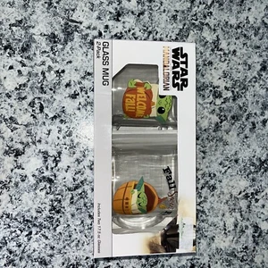 Star Wars The Mandalorian 2 Pc Glass Mug 17.5 Oz Set New With Tags - Picture 1 of 3