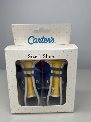 New In Box Vintage Carter’s Baby Boy Color Block Shoes Size 1 - Image 1 of 4