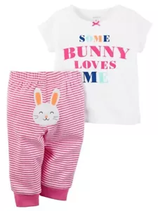 New 2pc Carter's Some Bunny Loves Me Shirt & Pants Outfit Size 3 mo NWT - Picture 1 of 2