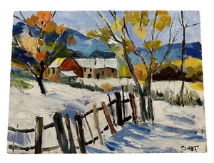 Impressionist Colourist Snow Below the Blue Mountains landscape oil painting - Imagen 1 de 7