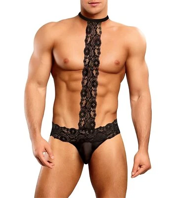 G-String Garter TANGA MIT HALSREIF FÜR HERREN - SCHWARZ - Bild 1 von 4