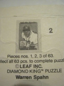 Juego de tarjetas rompecabezas de béisbol Leaf Inc. Diamond King Warren Spahn (027-2) - Imagen 1 de 3