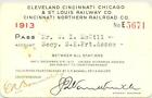 1913 Big Four Railroad - Cleveland Cincinnati Chicago St Louis Railway pass