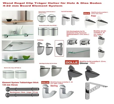 Wand Regal Clip Träger Halter für Holz & Glas Boden Board Element System MetallC - Bild 1 von 4