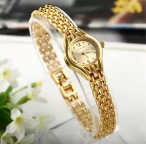 Gold Bracelet Watch For Woman, Small Dial Ladies Wristwatch - Picture 1 of 2