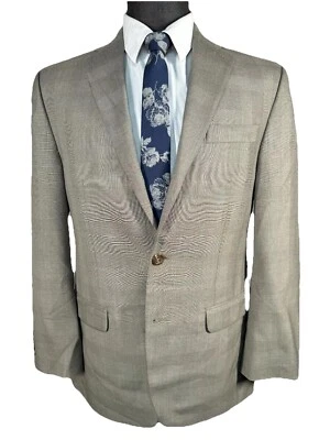 CHAPS Mens Brown Khaki GLEN PLAID Classic Fit Sport Coat Blazer Jacket 38R - Image 1 of 4