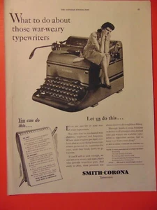 1943 SMITH-CORONA TYPEWRITERS  War Weary Typewriters What To Do? art print ad - Picture 1 of 1