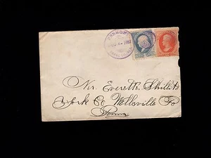 Fancy Cancel Purple Target Fremont Nebraska 1882 Bank Notes Cover 9o - Picture 1 of 2