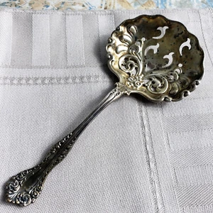 ALVIN FLORENTINE 1900 VTG NO MONO Sterling Silver 4 5/8" Pierced Bon-Bon Spoon - Picture 1 of 10