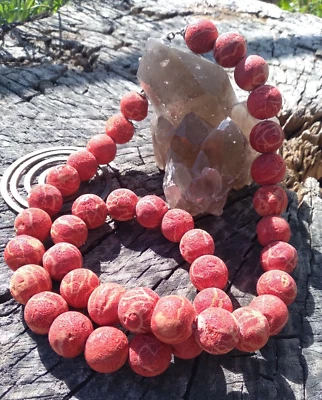 Antique Victorian Red Coral Beaded Necklace 5.3 oz 26 In Silver Heart Clasp - Image 1 of 4