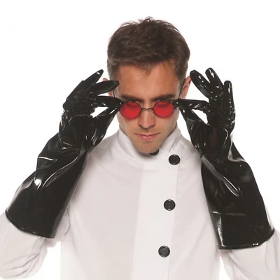 GUANTES DISFRACES DE VINILO NEGRO CIENTÍFICO LOCO STEAMPUNK CARNICERO PSICÓPATA MÉDICO PARA HOMBRE  Foto 1 de 2