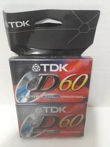 TDK D60 High Output Blank Audio Cassette Tapes IECI/Type 1 Pack of 2 New Sealed - Picture 1 of 1