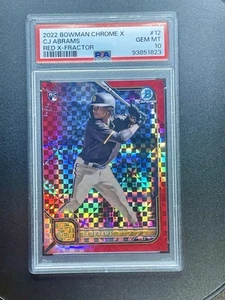 2022 Bowman Chrome X CJ Abrams Rookie RC Red X-Fractor Rookie #2/3 PSA 10 - Picture 1 of 3