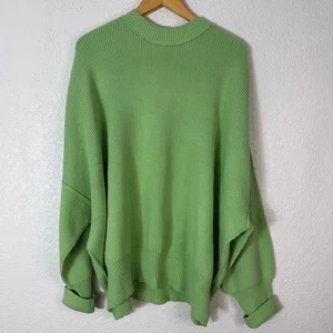 New Free People Easy Street Tunic Sweater Green Crewneck Boho Oversized Casual - Picture 1 of 8