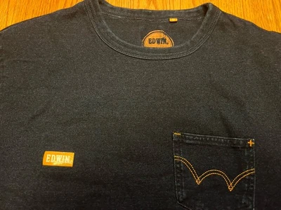 Edwin Pocket T-Shirt Japanese Indigo Blue Short Sleeve Crew Neck Tee Medium M MD - Image 1 of 4