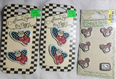 Vintage Westwater Glass Angel Cat & Teddy Bear Button Lot Of 10 - Image 1 of 4