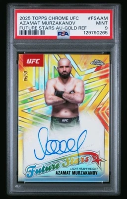 2025 Topps Chrome UFC Azamat Murzakanov Future Stars Gold 1st Auto /50 PSA 9 - Image 1 of 2