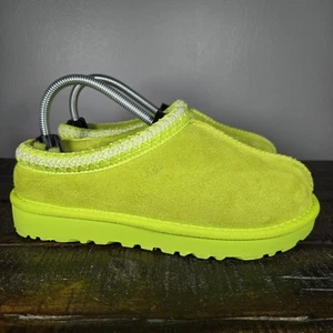 UGG Tasman Womens Size 7 Suede Clog Shoes Slippers Green Fur Lined - Picture 1 of 13