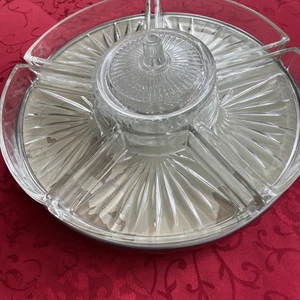 Drehteller mit 6 geschliffenen Servierschalen Lazy Susan - Bild 1 von 3