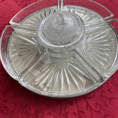 Drehteller mit 6 geschliffenen Servierschalen Lazy Susan - Bild 1 von 3