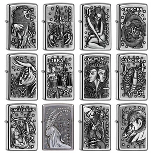 ZIPPO Genuine Lighters 12 Zodiacs Windproof Petrol Refillable Cigarette Lighter - Picture 1 of 25