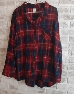 Terra & Sky Flannel Tartan Plaid Top sz 2X Timeless Layered Warmth - Picture 1 of 6