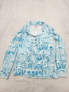Lilly Pulitzer Captain Popover UPF 50+ Long Sleeve Blue White Top Size Small - Picture 1 of 19