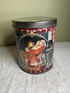 Coca Cola Tin Round Collectible 1997 Christmas Santa Claus Jigsaw Puzzle in Tin  - Picture 1 of 6