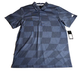 Adidas Golf Men’s Performance Polo Shirt Large Wavy Mesh Dusty Blue Black NWT - Picture 1 of 7