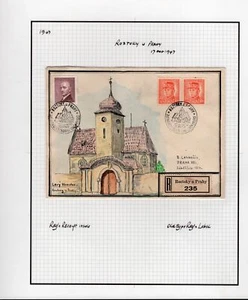 M26348 WWII/POST WWII UNIQUE ORIGINAL HAND-PAINTED WATERCOLOUR REGISTERED COVER - Picture 1 of 1